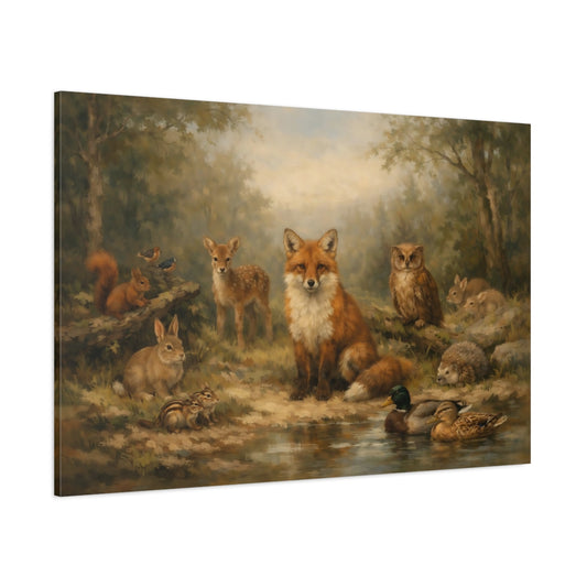 Main Mockup. Animals Forest Animals Forest Animals shown as stretched canvas wall art