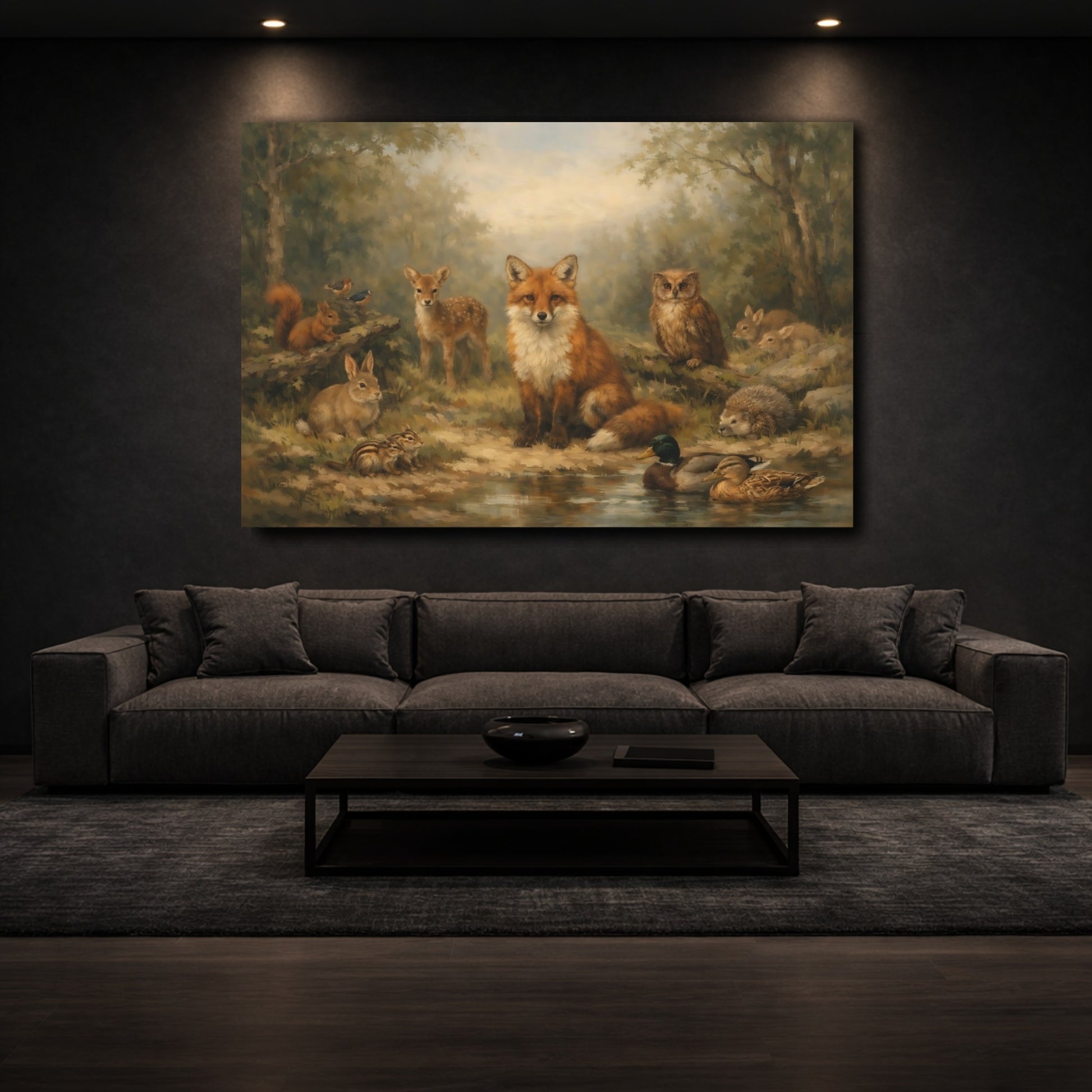 Mockup 2. Animals Forest Animals Forest Animals shown as stretched canvas wall art