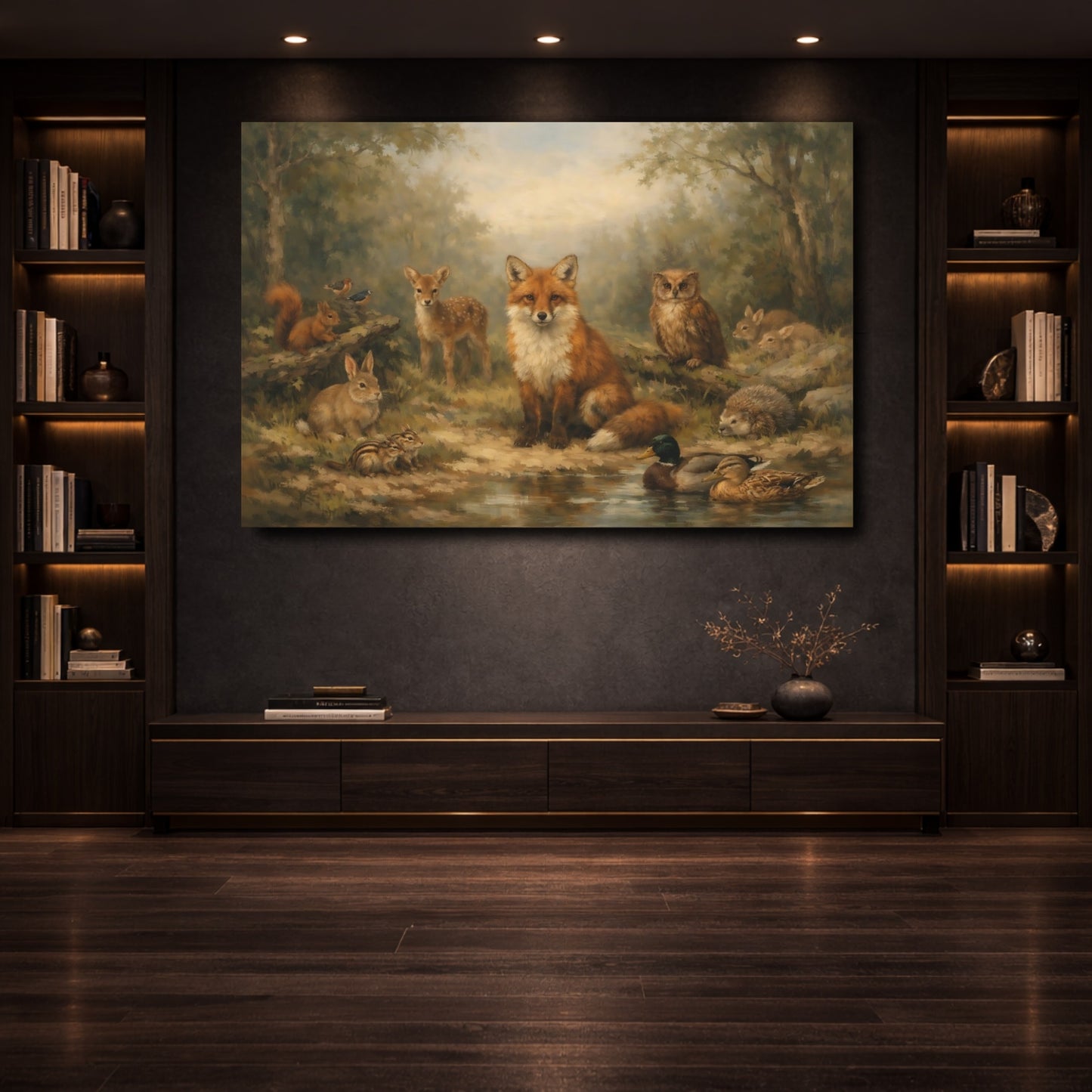 Mockup 3. Animals Forest Animals Forest Animals shown as stretched canvas wall art