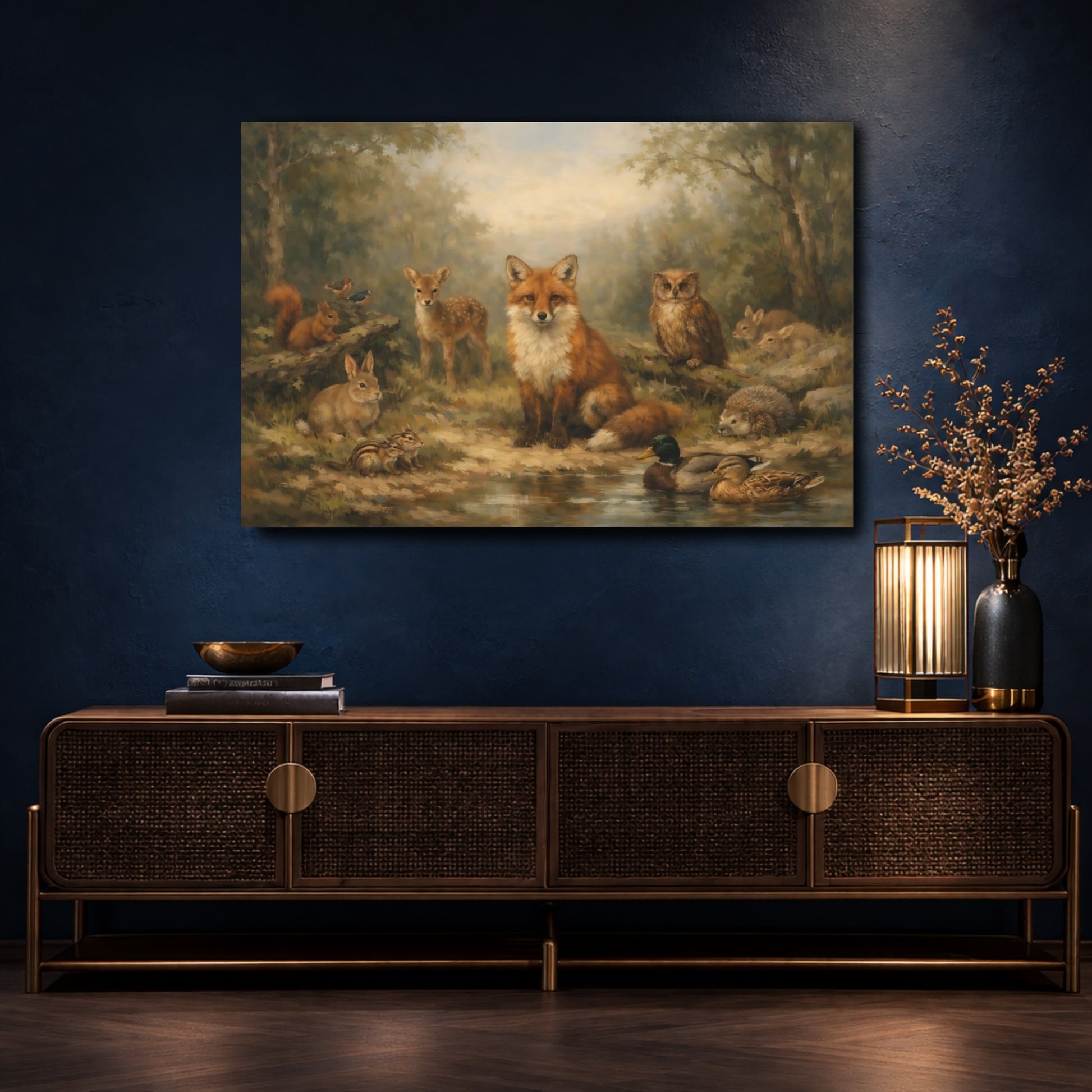 Mockup 4. Animals Forest Animals Forest Animals shown as stretched canvas wall art