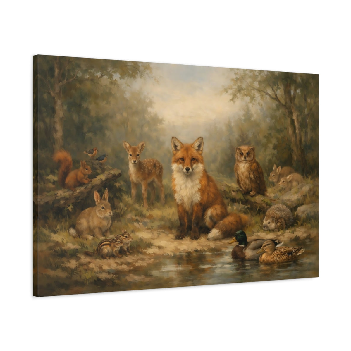 Side Mockup 1. Animals Forest Animals Forest Animals shown as stretched canvas wall art