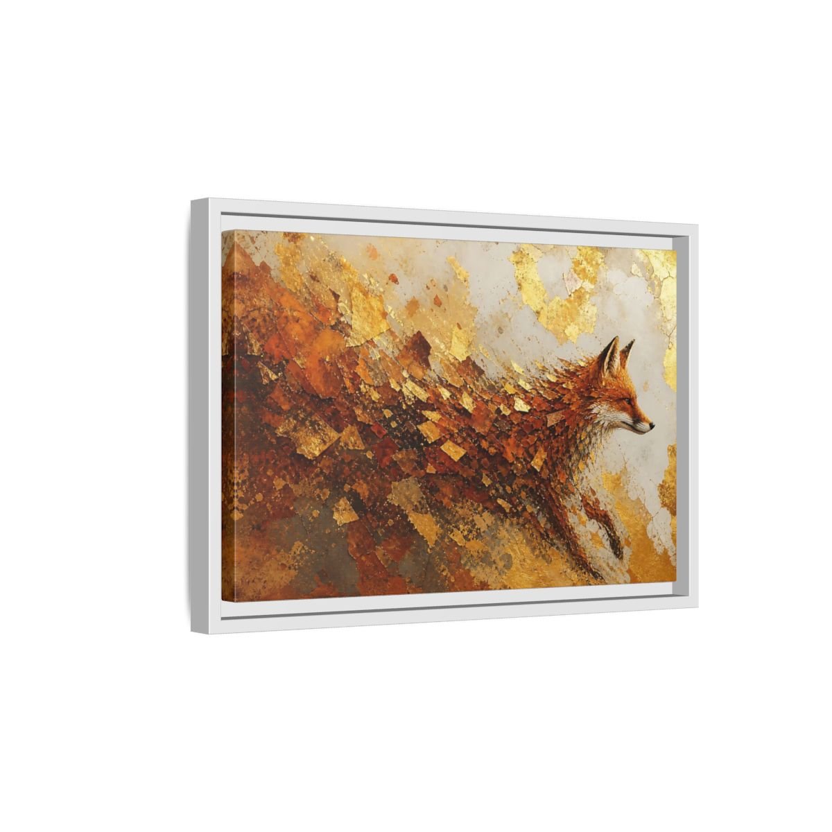 Animals Fox Gold And Orange Framed Canvas Print – abstract Decor for Living Room, Above Console Table - YesArtYes