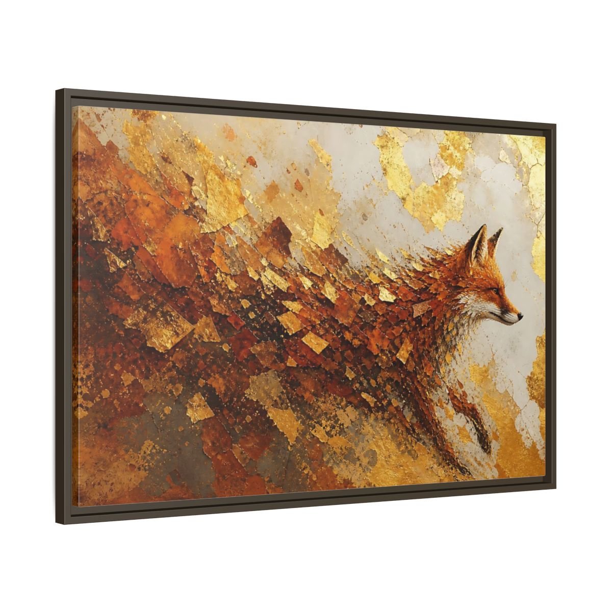 Animals Fox Gold And Orange Framed Canvas Print – abstract Decor for Living Room, Above Console Table - YesArtYes
