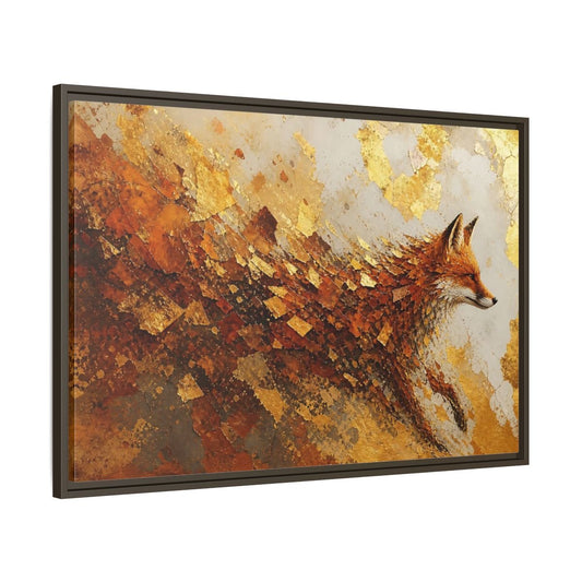 Animals Fox Gold And Orange Framed Canvas Print – abstract Decor for Living Room, Above Console Table - YesArtYes