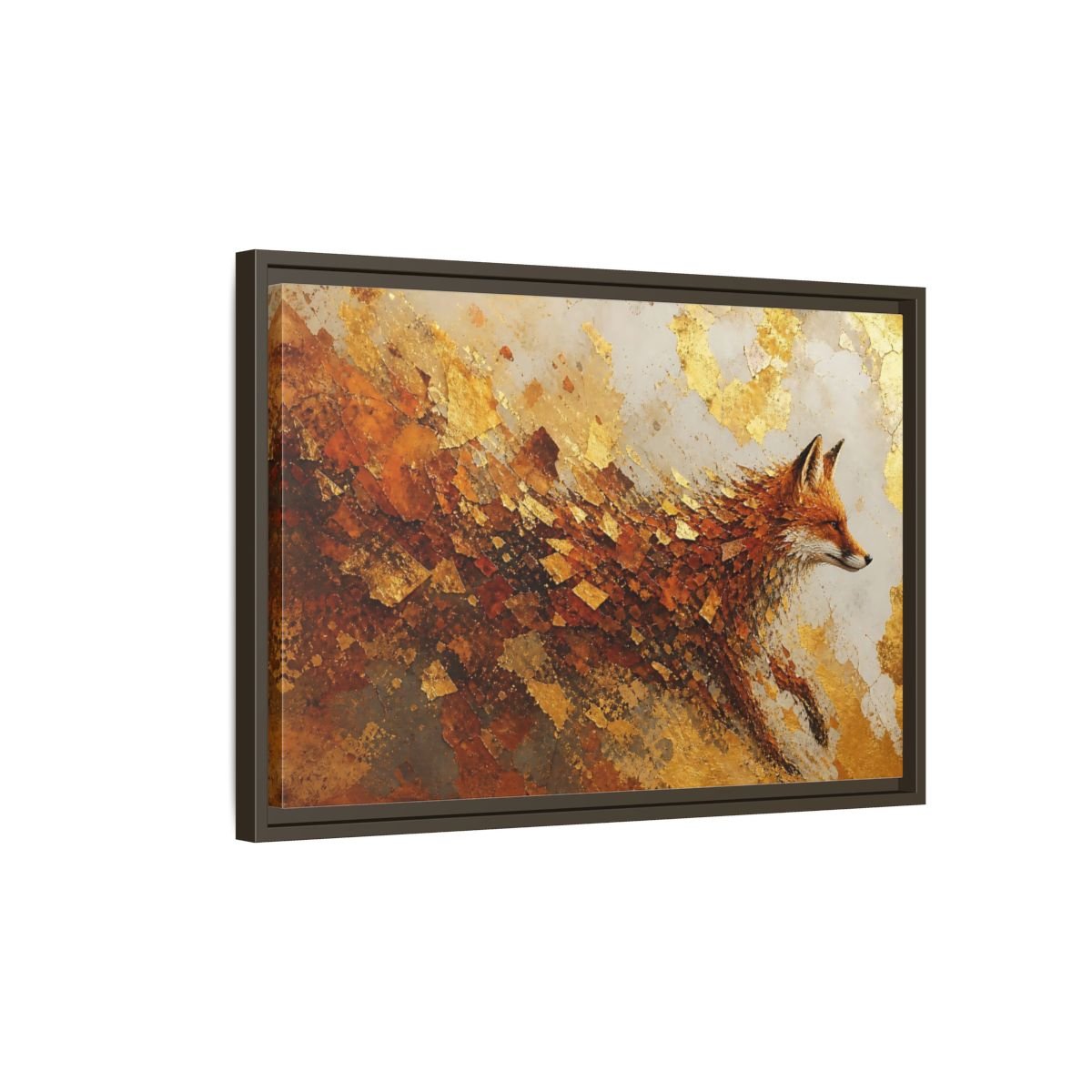 Animals Fox Gold And Orange Framed Canvas Print – abstract Decor for Living Room, Above Console Table - YesArtYes
