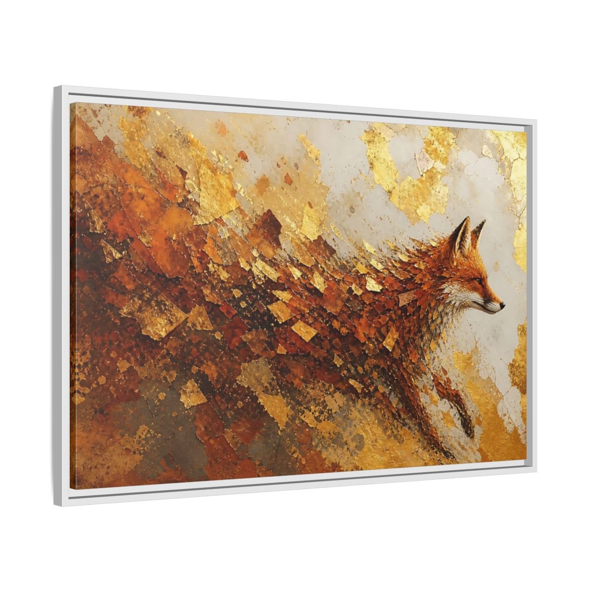 Animals Fox Gold And Orange Framed Canvas Print – abstract Decor for Living Room, Above Console Table - YesArtYes