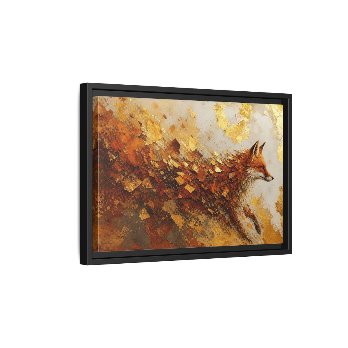 Side Mockup 6. Animals Fox Gold And Orange shown as framed canvas print