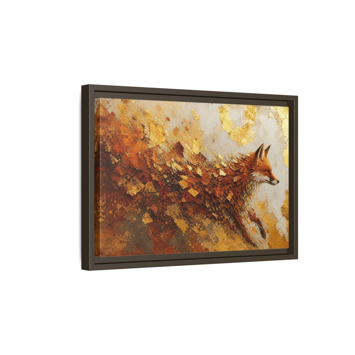 Side Mockup 5. Animals Fox Gold And Orange shown as framed canvas print