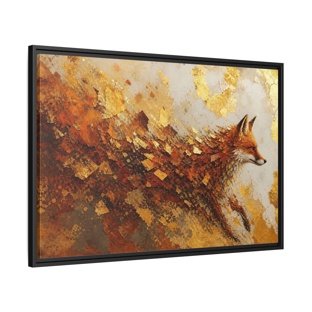 Side Mockup 13. Animals Fox Gold And Orange shown as framed canvas print