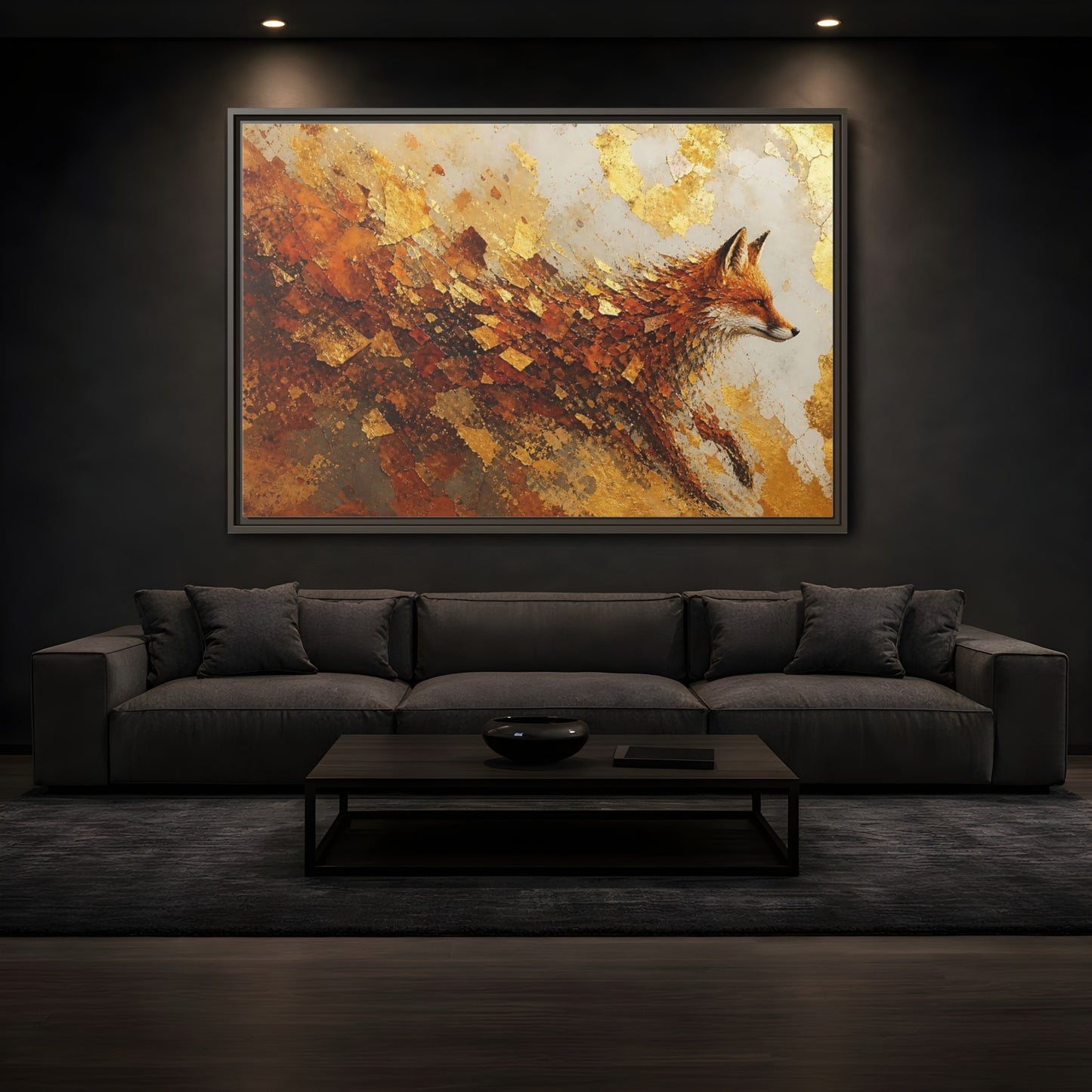 Mockup 3. Animals Fox Gold And Orange shown as framed canvas print