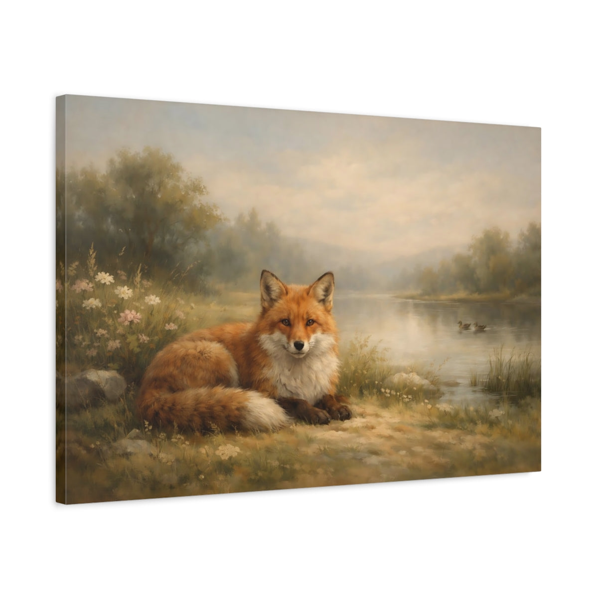 Side Mockup 2. Animals Fox Fox Landscape shown as stretched canvas wall art