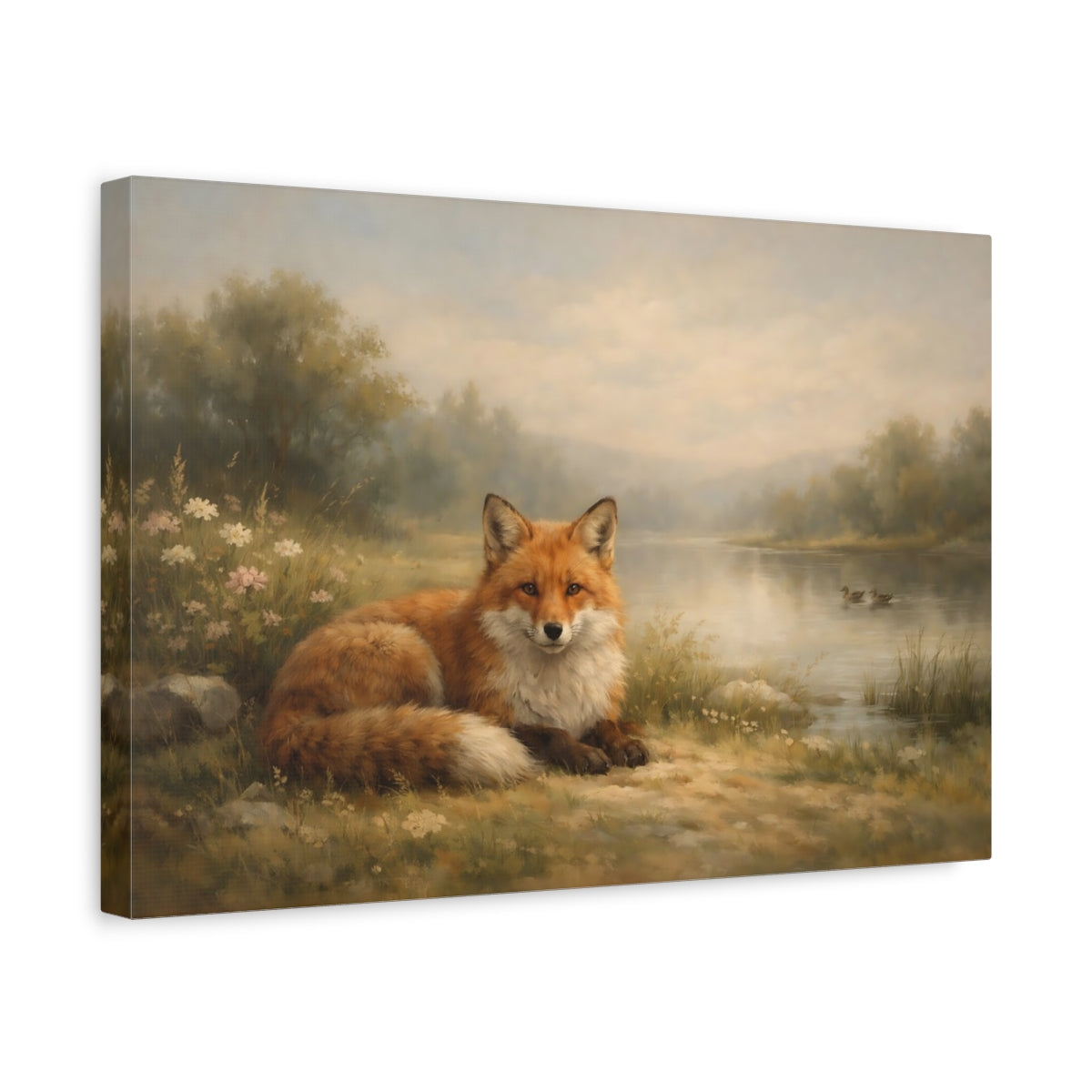 Side Mockup 4. Animals Fox Fox Landscape shown as stretched canvas wall art