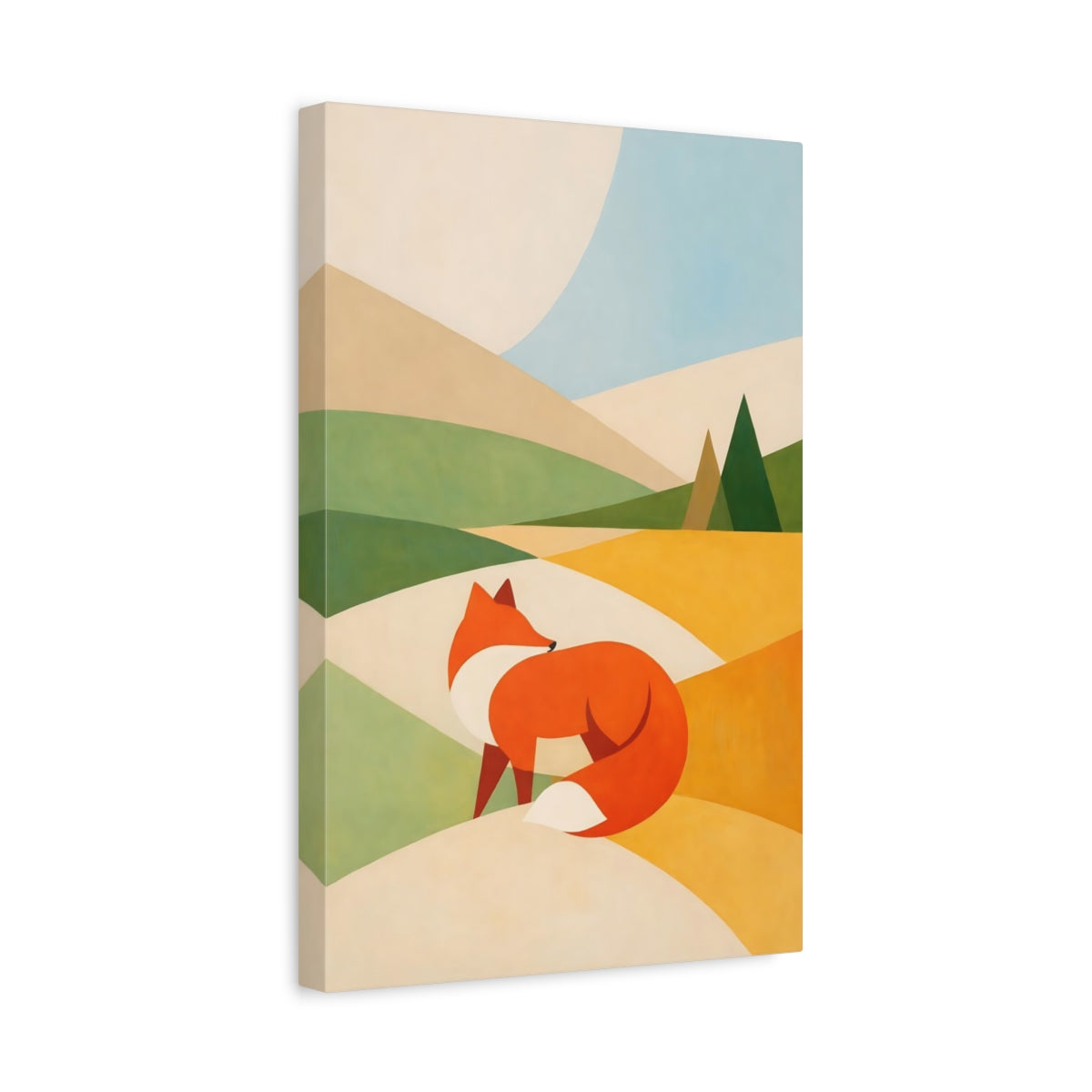 Side Mockup 4. Animals Fox Orange Fox Art shown as stretched canvas wall art