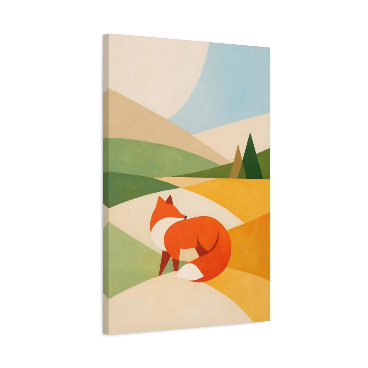 Side Mockup 2. Animals Fox Orange Fox Art shown as stretched canvas wall art