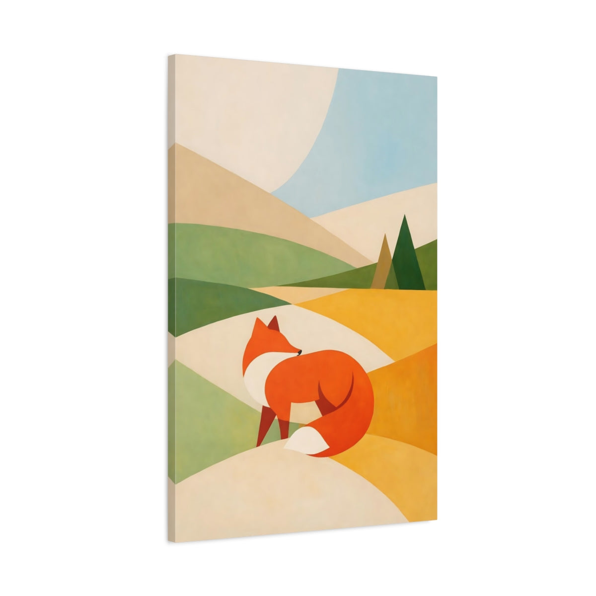 Side Mockup 1. Animals Fox Orange Fox Art shown as stretched canvas wall art