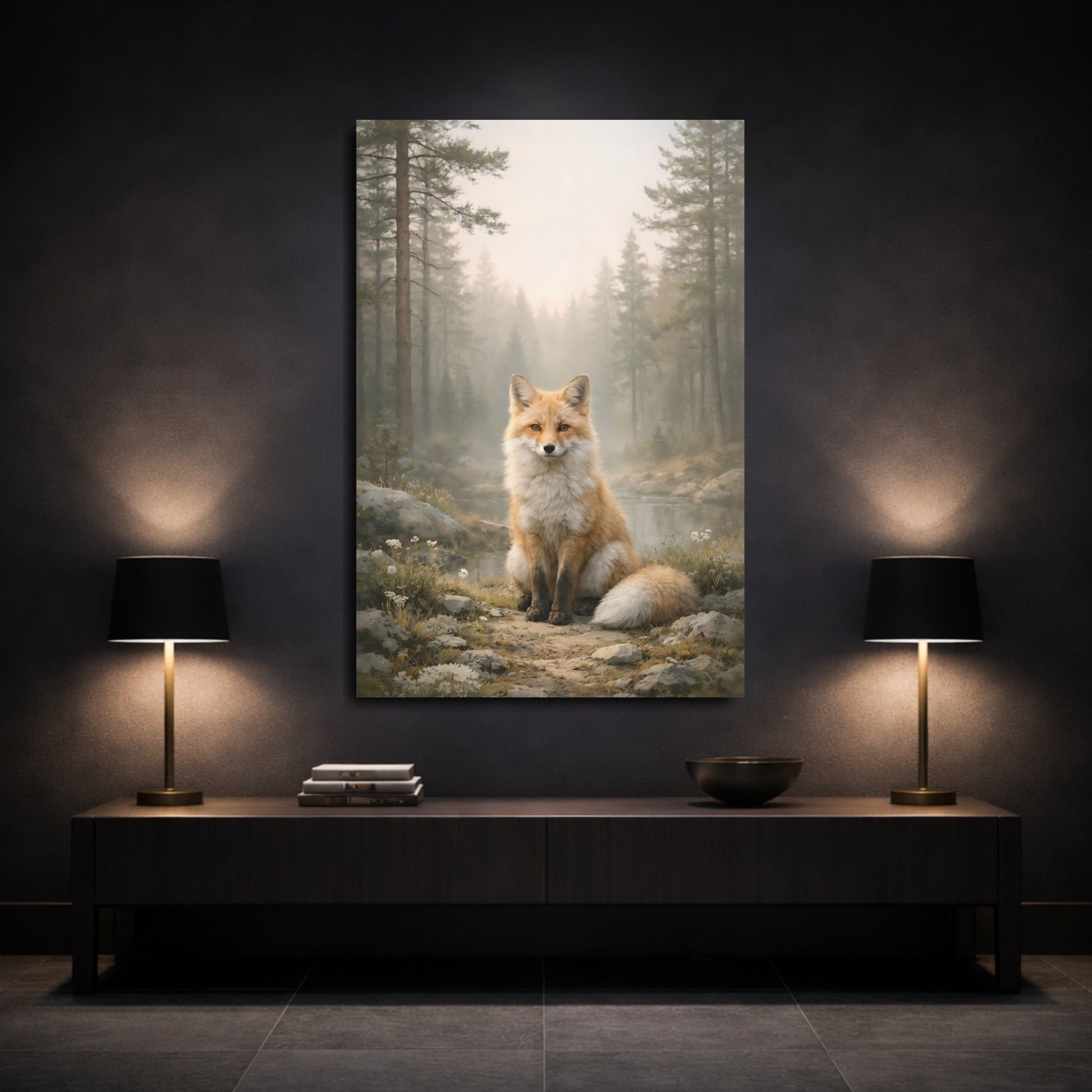 Mockup 2. Animals Fox Orange Fox shown as stretched canvas wall art