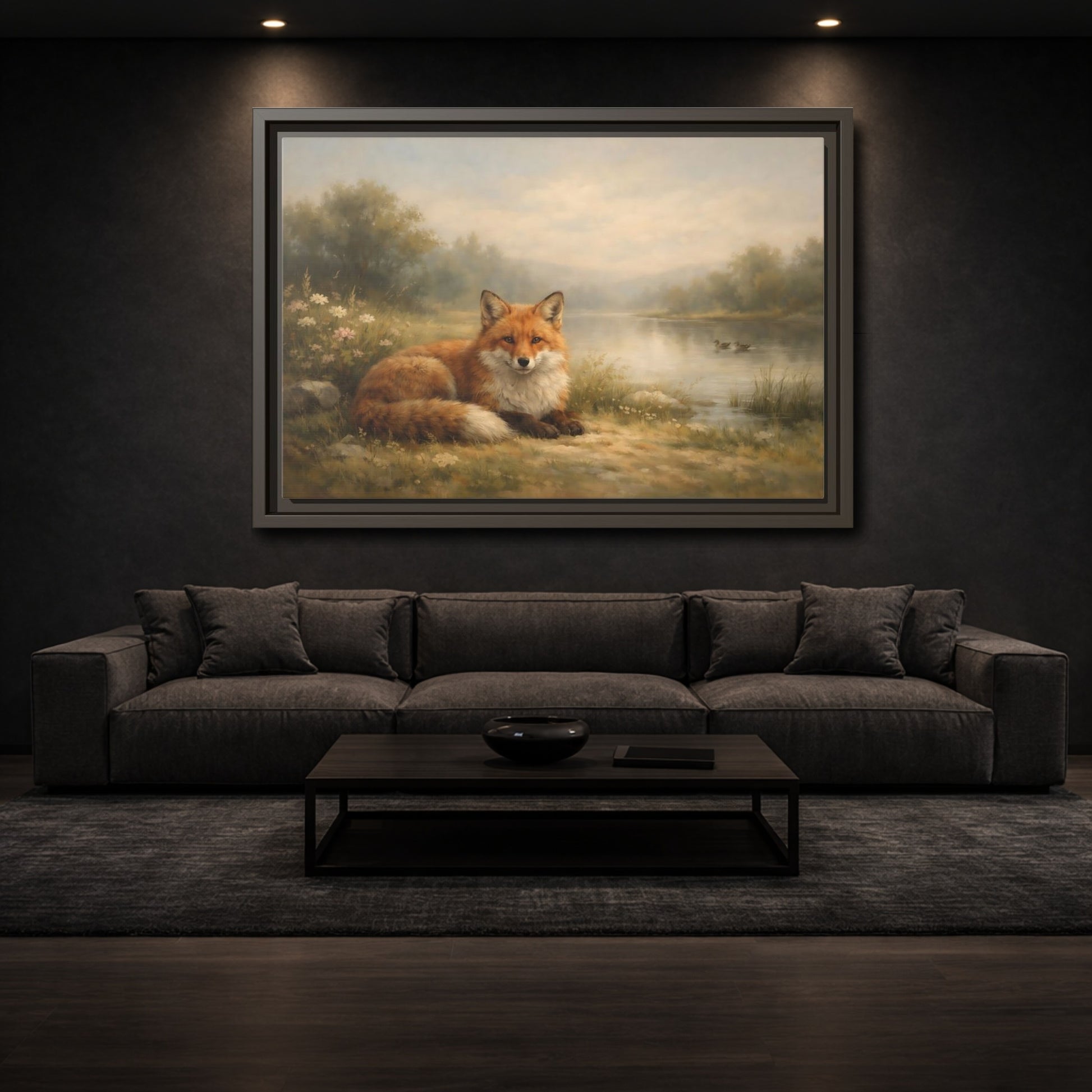 Mockup 2. Animals Fox Orange Fox shown as stretched canvas wall art