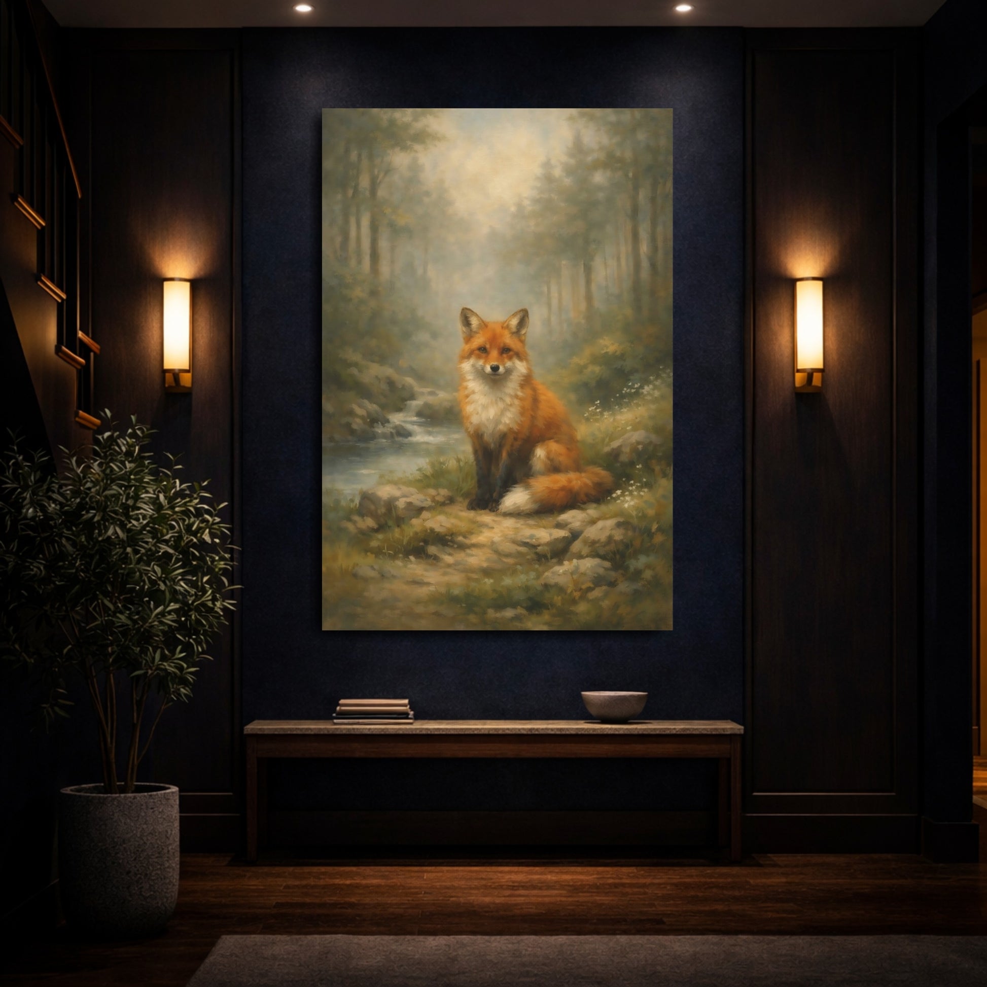 Mockup 3. Animals Fox Orange Fox shown as stretched canvas wall art