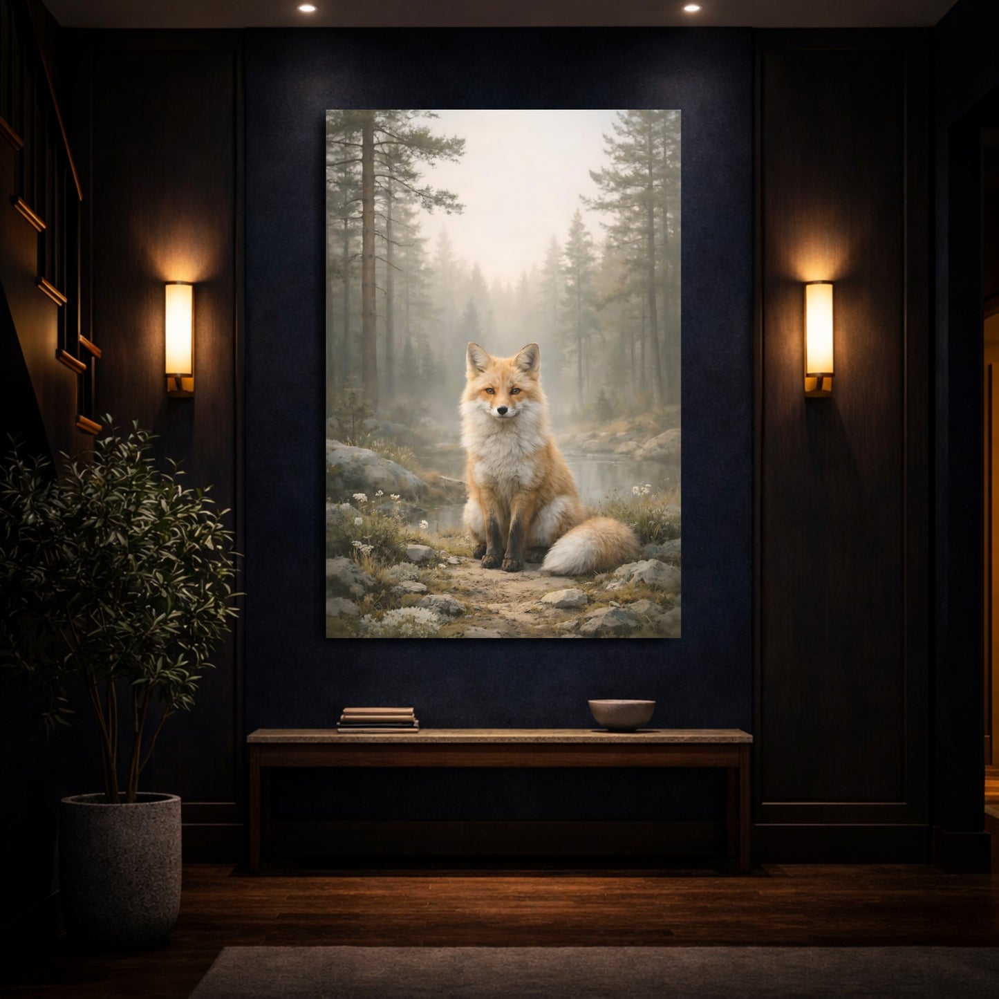 Mockup 3. Animals Fox Orange Fox shown as stretched canvas wall art