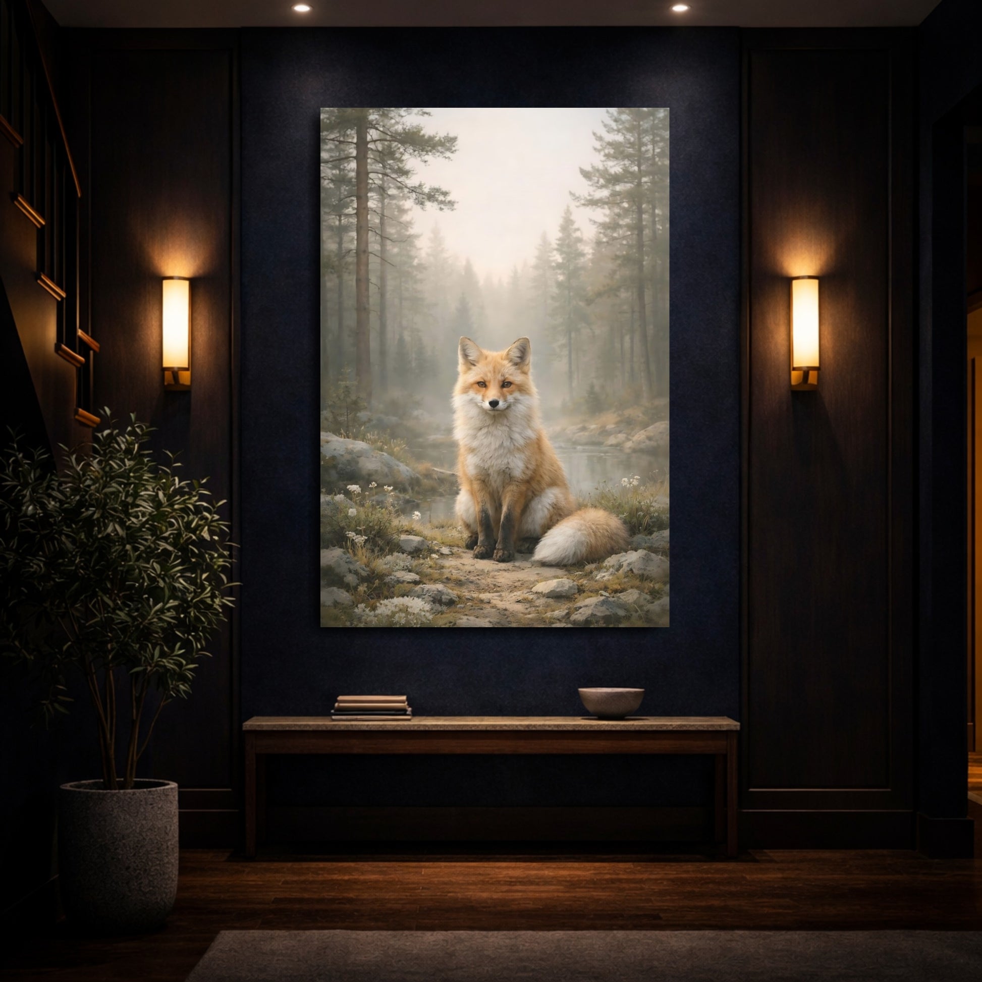 Mockup 3. Animals Fox Orange Fox shown as stretched canvas wall art