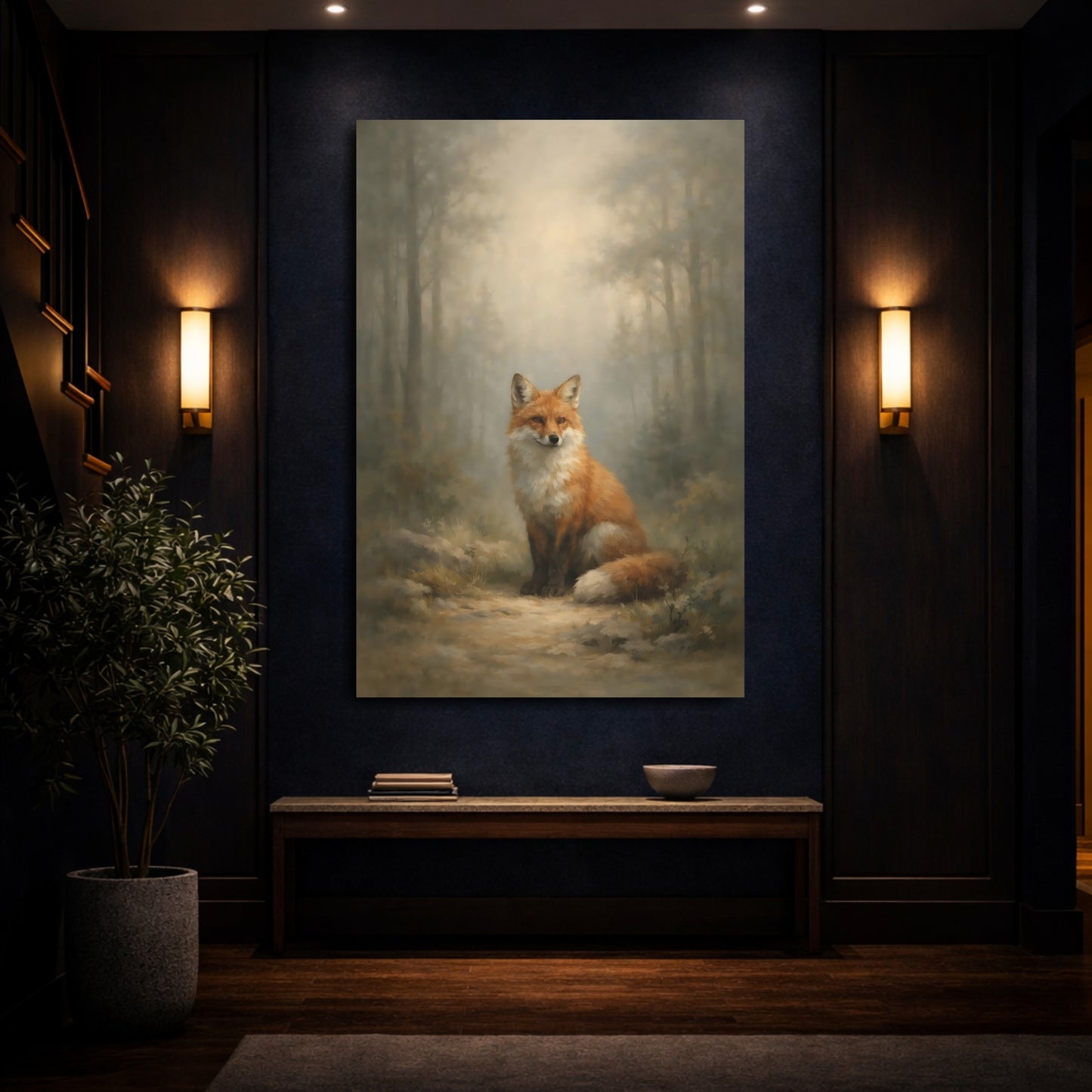 Mockup 3. Animals Fox Orange Fox shown as stretched canvas wall art