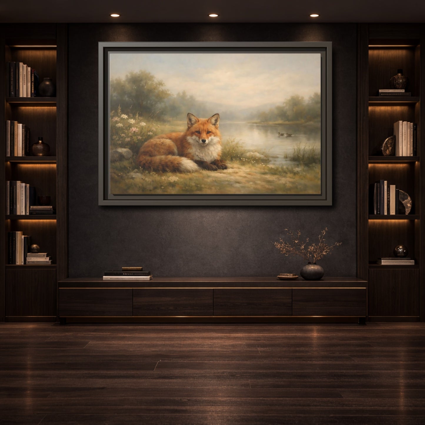 Mockup 3. Animals Fox Orange Fox shown as stretched canvas wall art