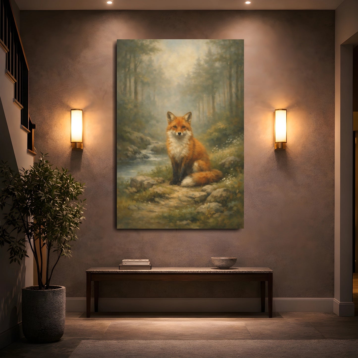 Mockup 4. Animals Fox Orange Fox shown as stretched canvas wall art
