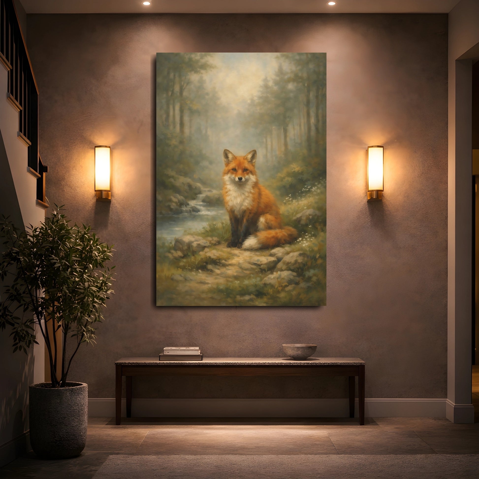 Mockup 4. Animals Fox Orange Fox shown as stretched canvas wall art
