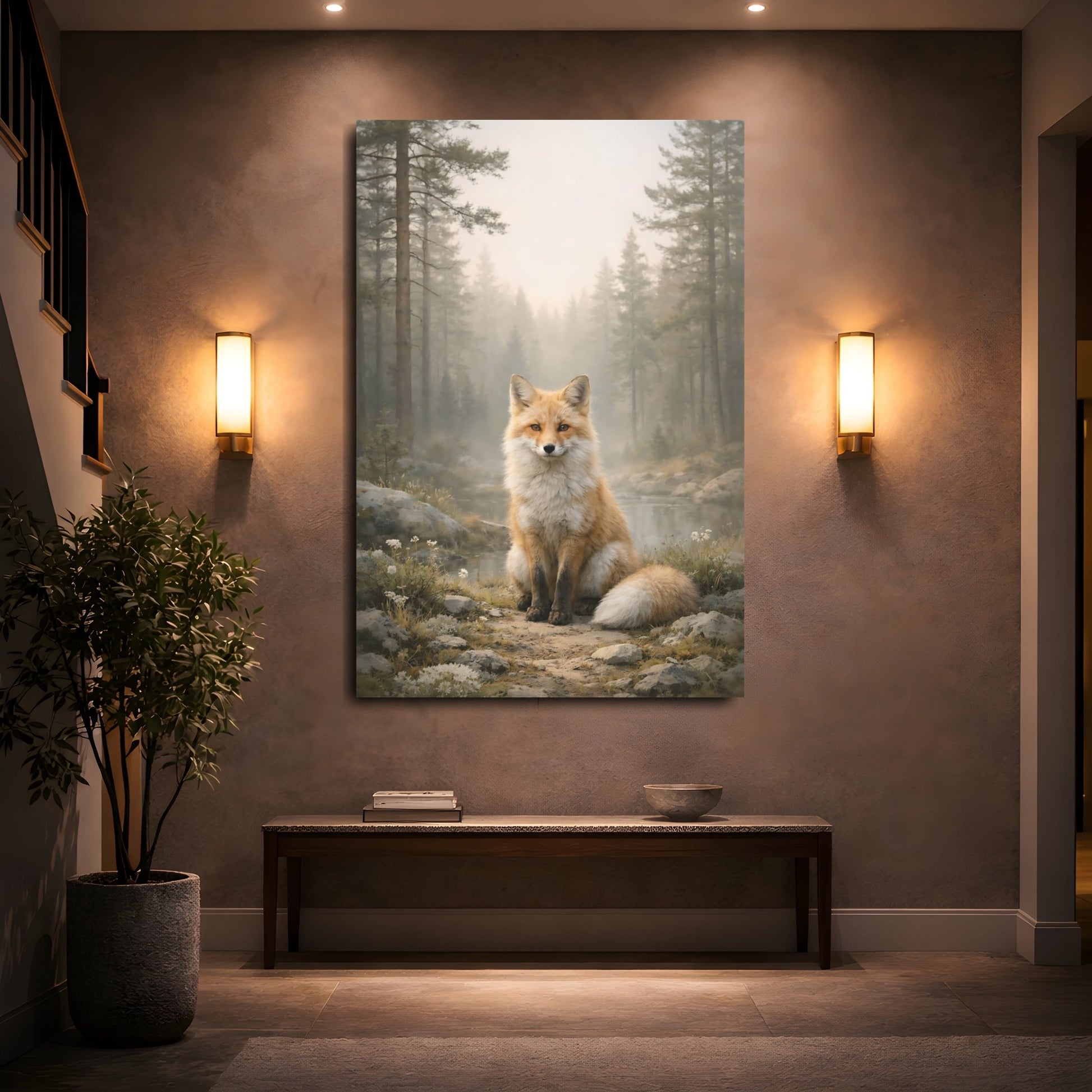 Mockup 4. Animals Fox Orange Fox shown as stretched canvas wall art