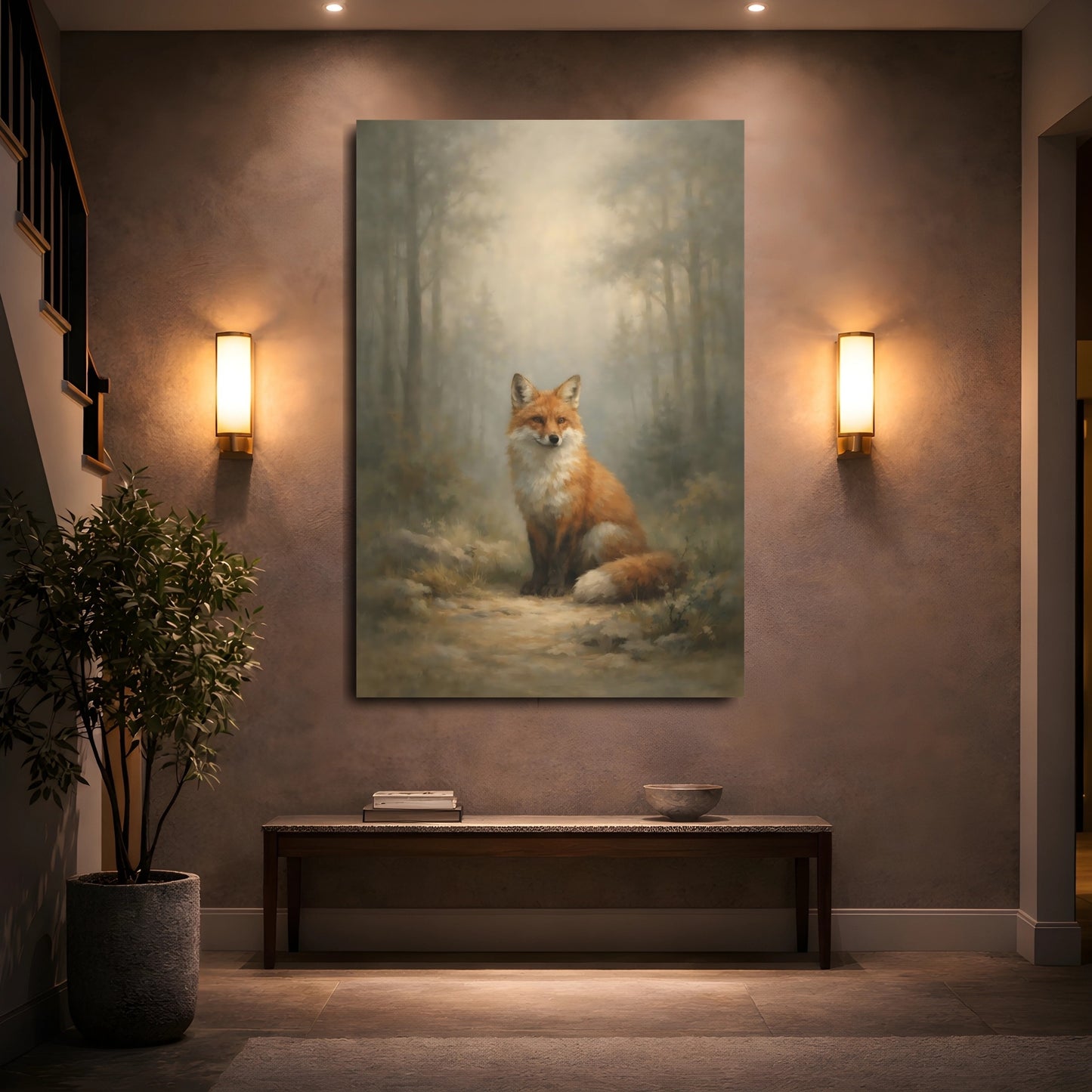 Mockup 4. Animals Fox Orange Fox shown as stretched canvas wall art