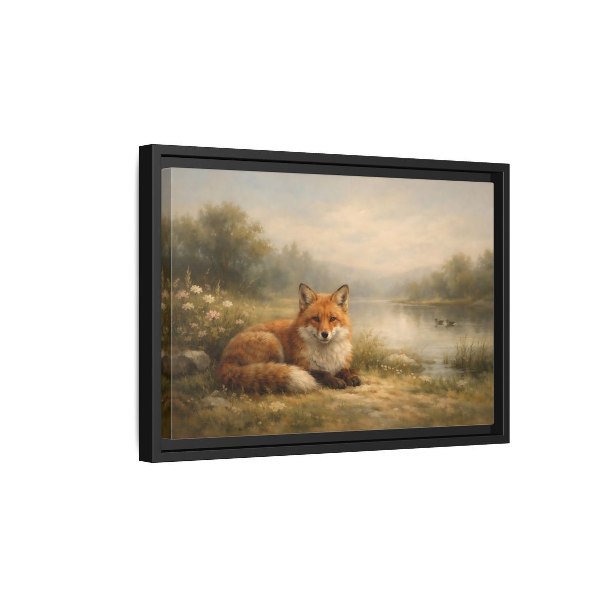 Side Mockup 6. Animals Fox Orange Fox shown as stretched canvas wall art