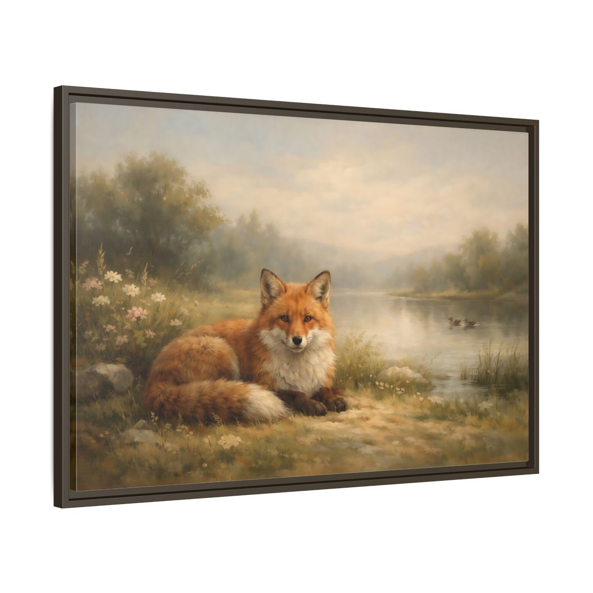 Side Mockup 9. Animals Fox Orange Fox shown as stretched canvas wall art