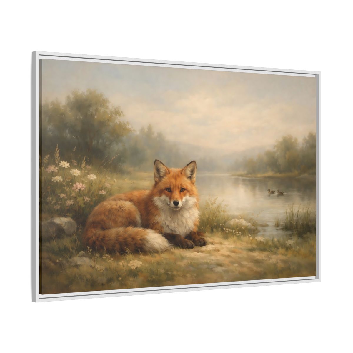 Side Mockup 7. Animals Fox Orange Fox shown as stretched canvas wall art