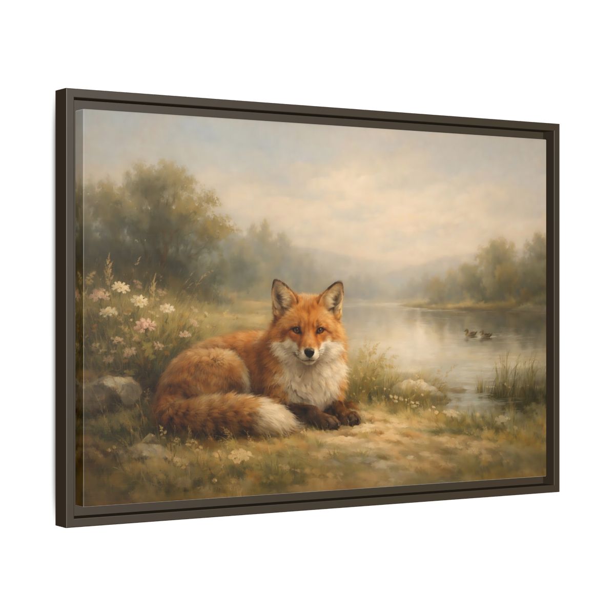Side Mockup 11. Animals Fox Orange Fox shown as stretched canvas wall art