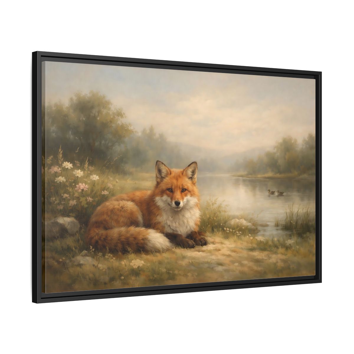 Side Mockup 13. Animals Fox Orange Fox shown as stretched canvas wall art