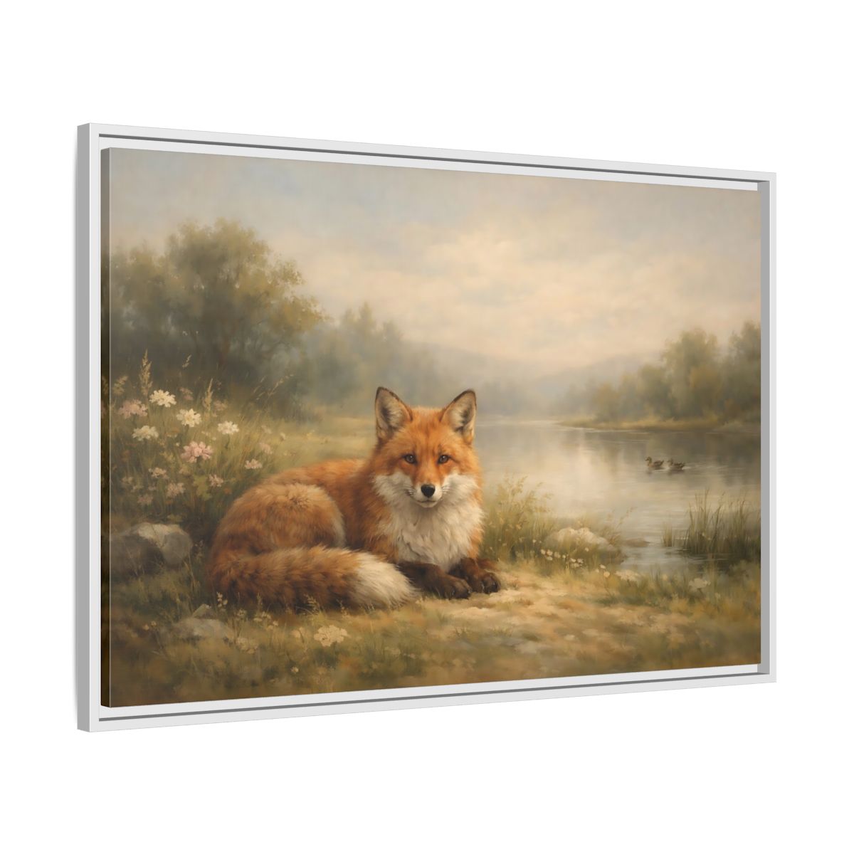 Side Mockup 8. Animals Fox Orange Fox shown as stretched canvas wall art
