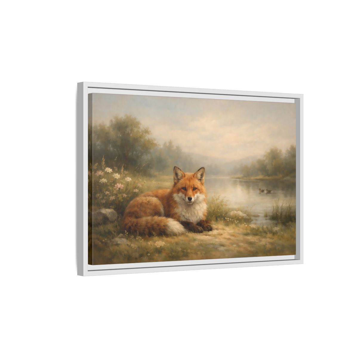 Side Mockup 1. Animals Fox Orange Fox shown as stretched canvas wall art