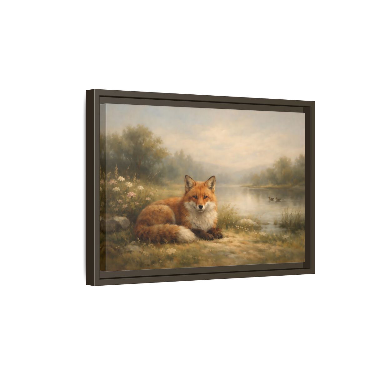 Side Mockup 5. Animals Fox Orange Fox shown as stretched canvas wall art