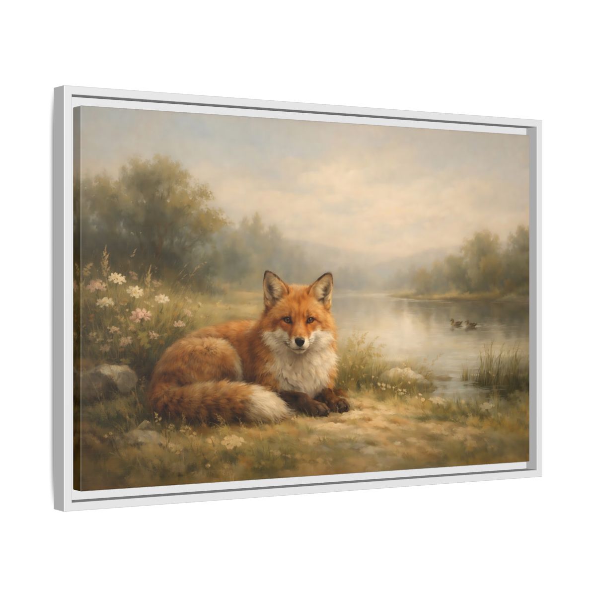 Side Mockup 10. Animals Fox Red Fox Landscape shown as stretched canvas wall art