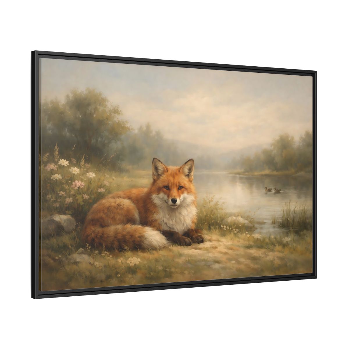 Side Mockup 12. Animals Fox Red Fox Landscape shown as stretched canvas wall art