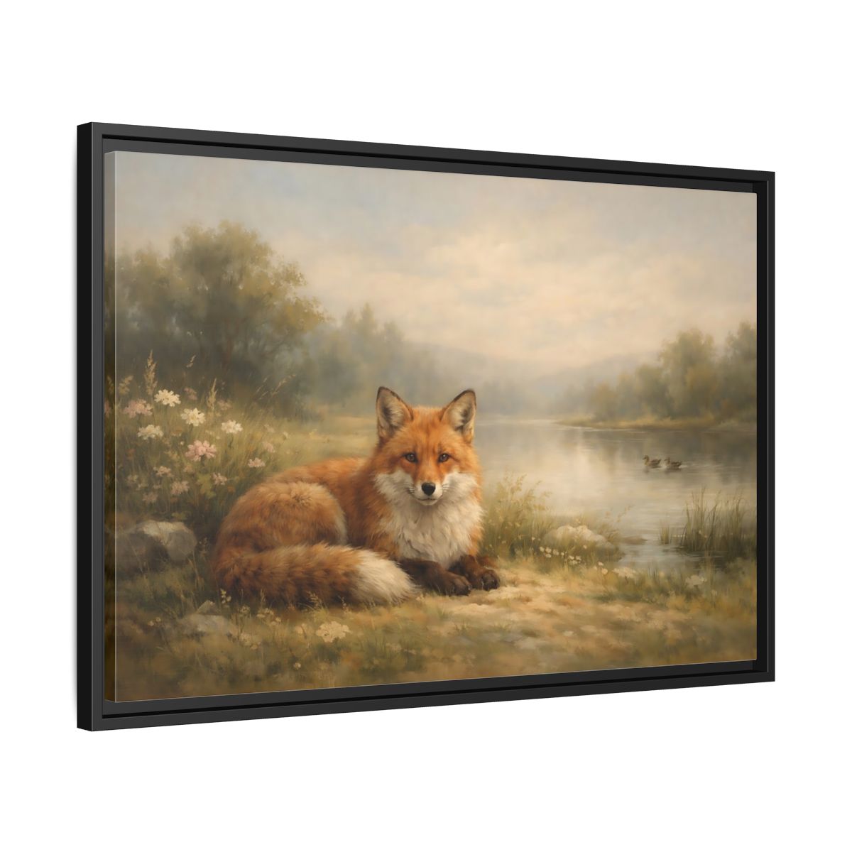 Side Mockup 14. Animals Fox Red Fox Landscape shown as stretched canvas wall art