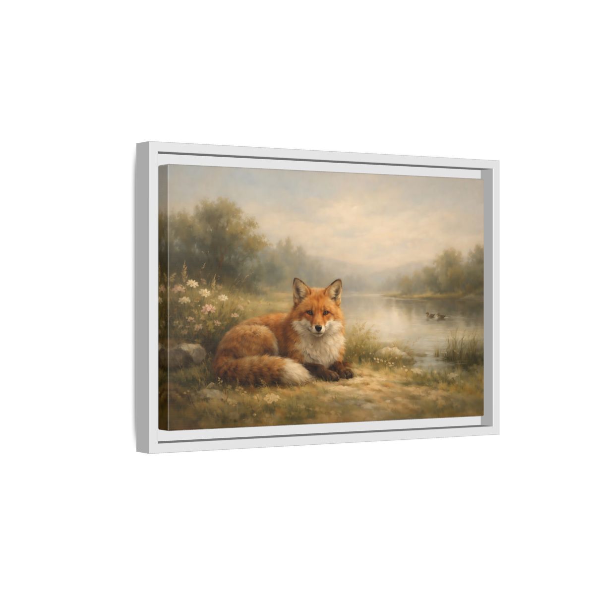 Side Mockup 4. Animals Fox Red Fox Landscape shown as stretched canvas wall art