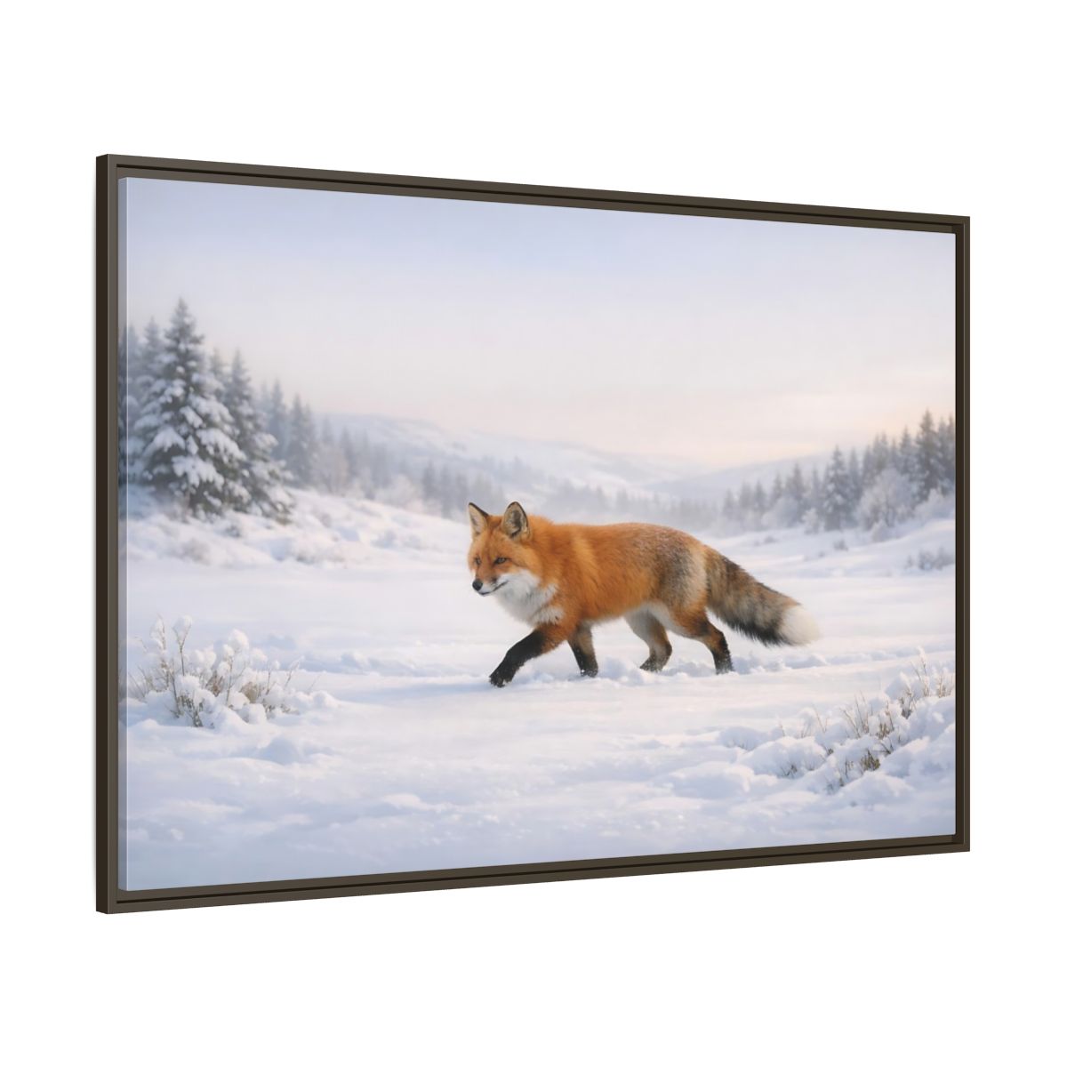 Main Mockup. Animals Fox Winter Fox Scene shown as stretched canvas wall art