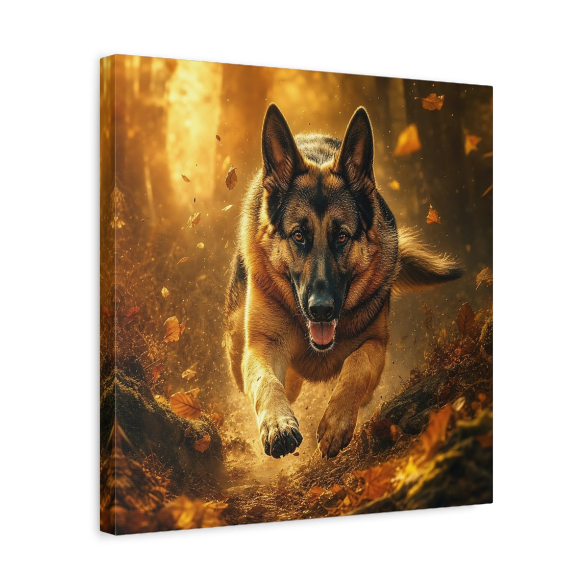 Side Mockup 6. Animals German Shepherd Brown And Gold Dog shown as canvas print