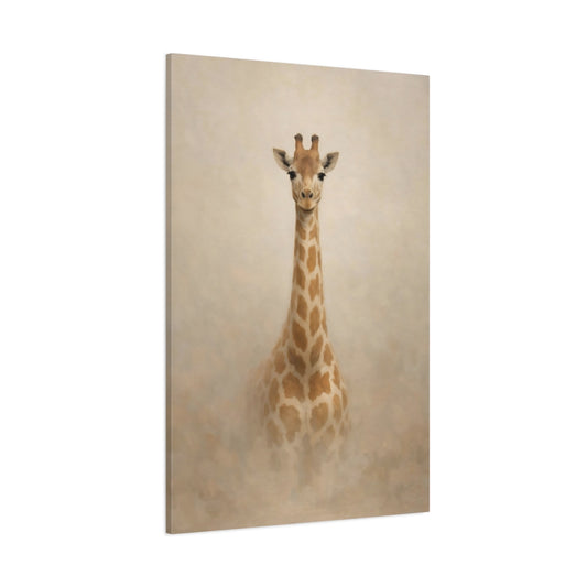 Main Mockup. Animals Giraffe Brown And Beige shown as stretched canvas wall art