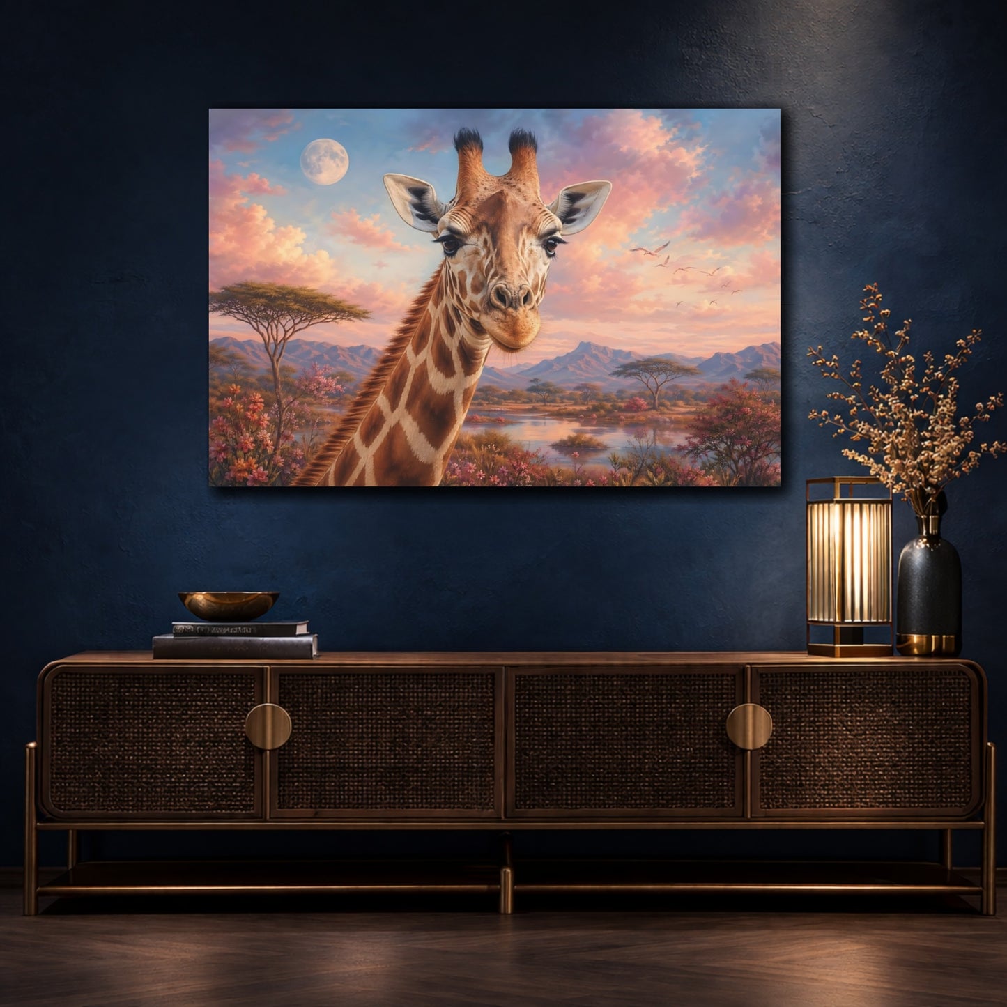 Mockup 4. Animals Giraffe Giraffe Art shown as stretched canvas wall art