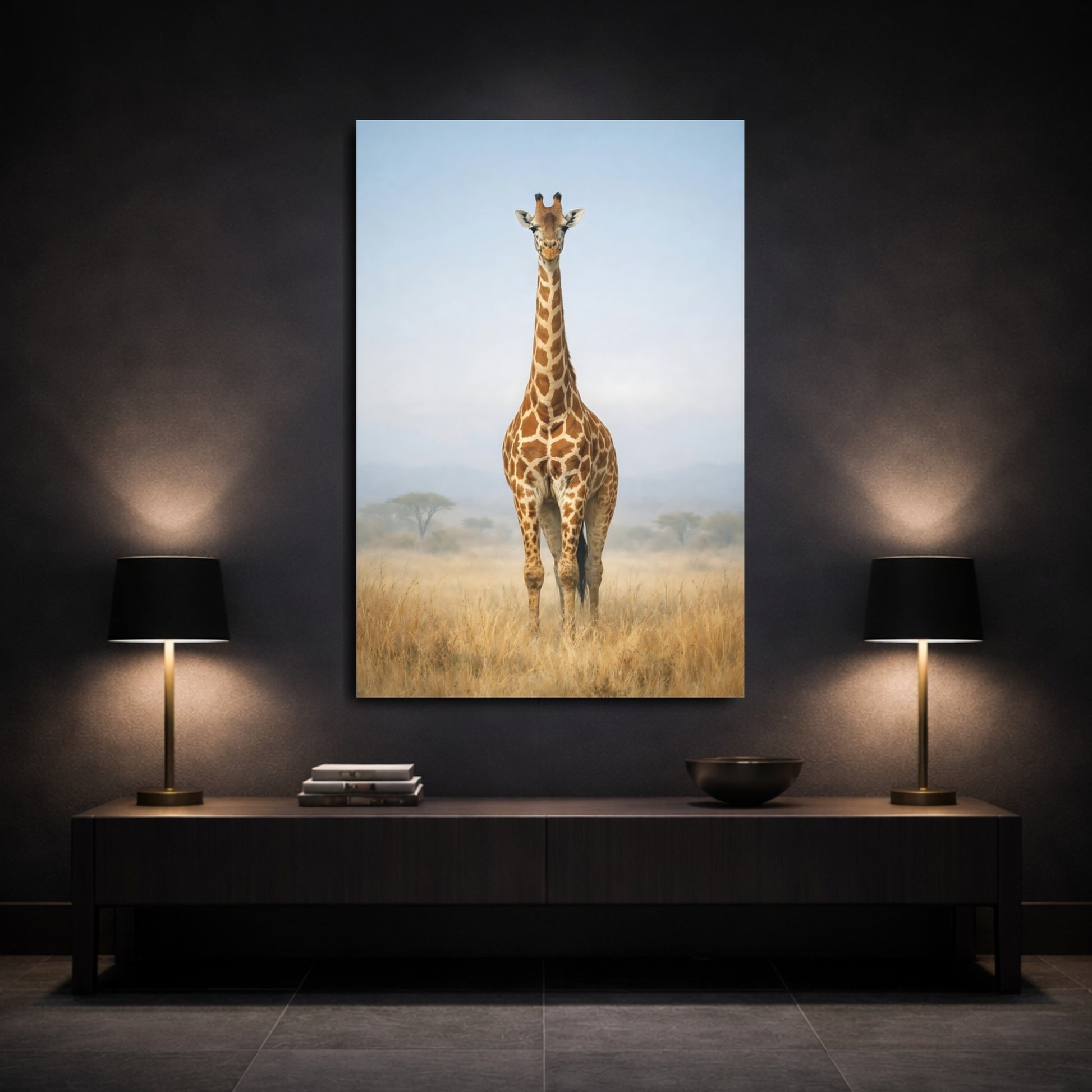 Mockup 2. Animals Giraffe Giraffe Wildlife shown as stretched canvas wall art