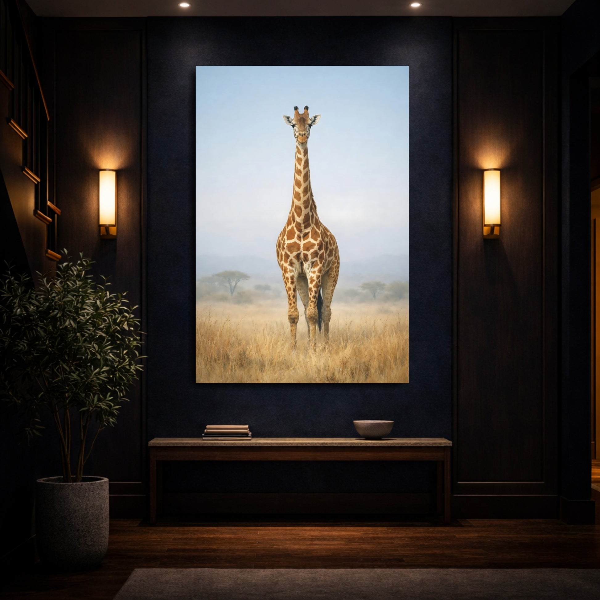 Mockup 3. Animals Giraffe Giraffe Wildlife shown as stretched canvas wall art