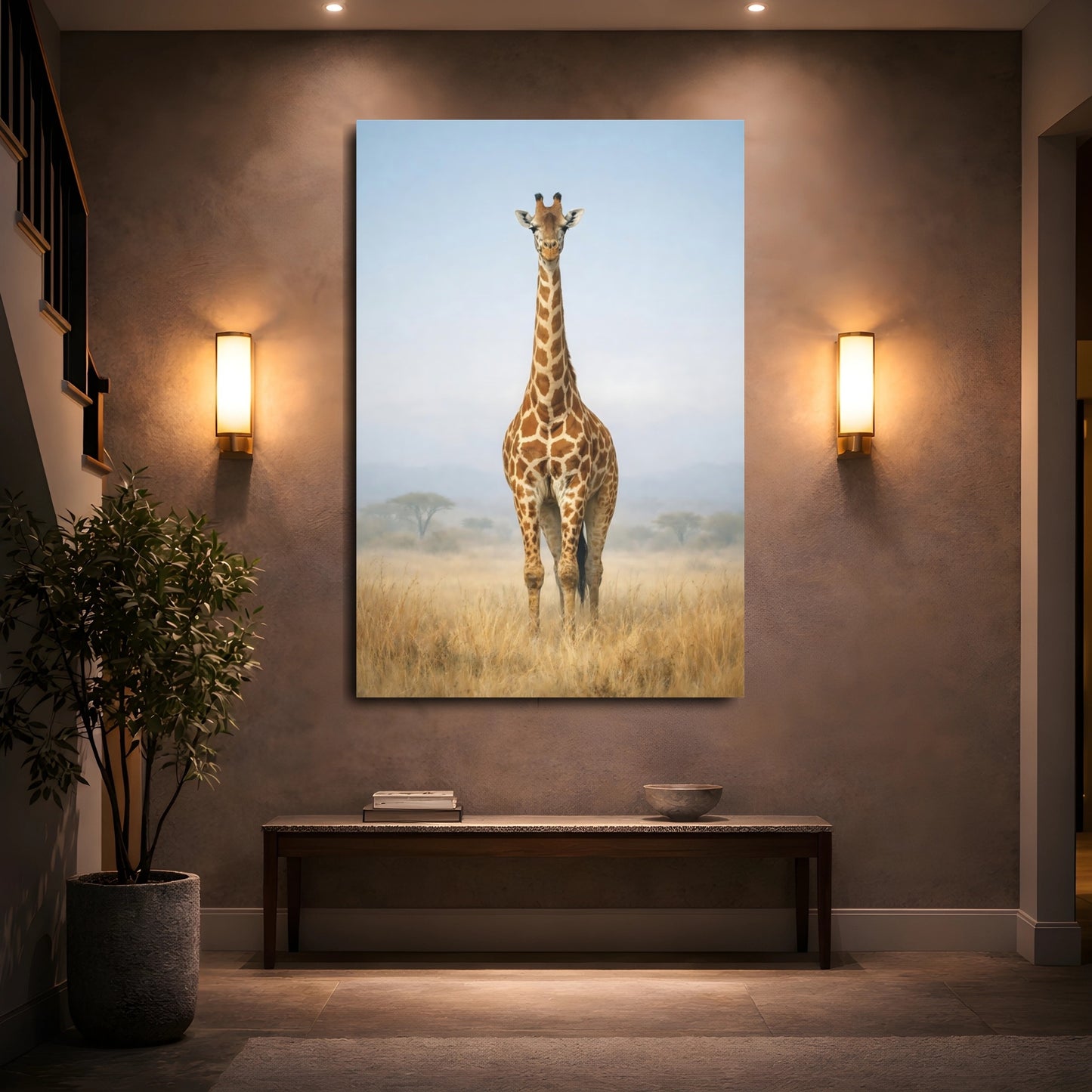 Mockup 4. Animals Giraffe Giraffe Wildlife shown as stretched canvas wall art