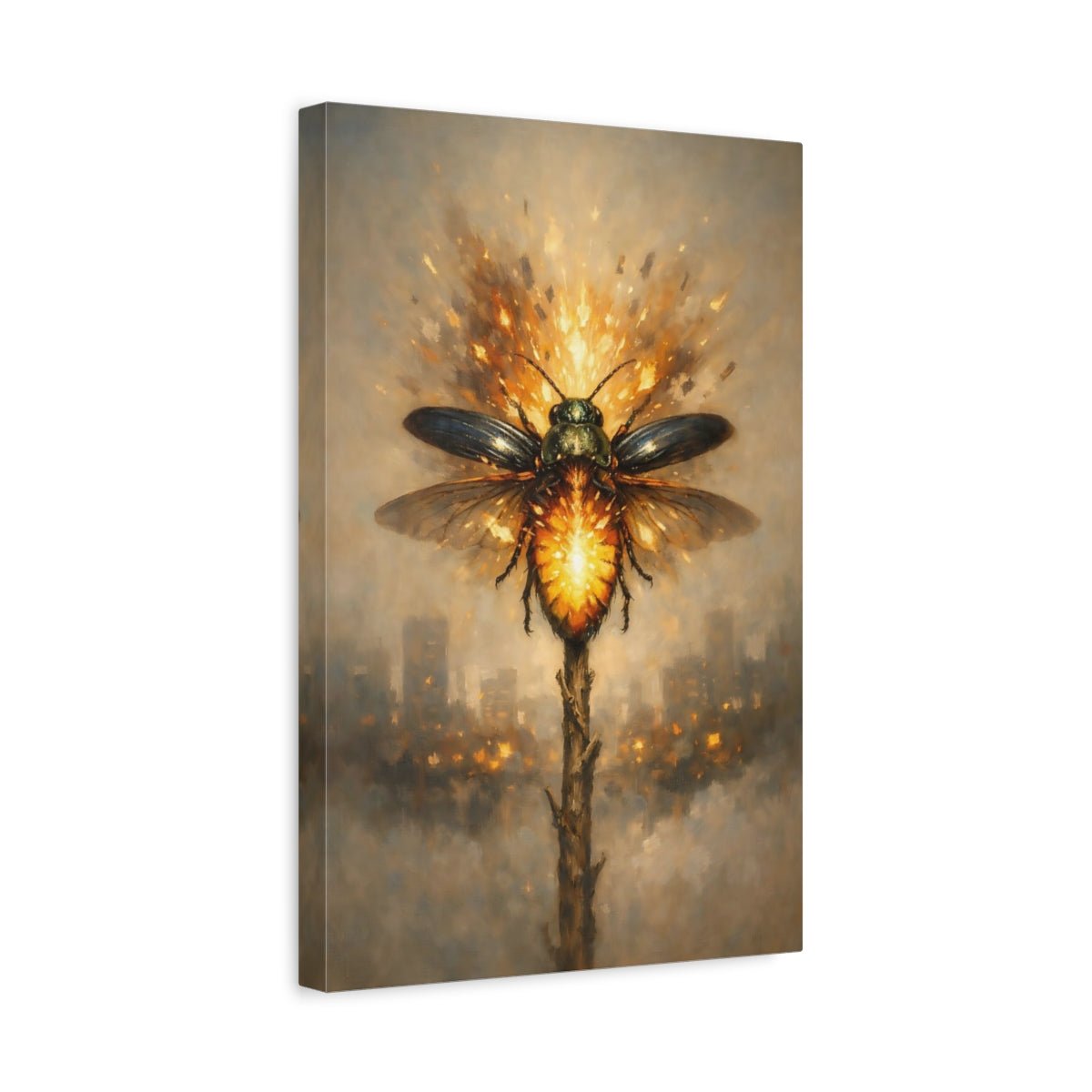 Animals Glowing Beetle Orange - Canvas Wall Art Print - YesArtYes